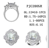 Sterling Silver Semi Mount Ring Setting Cushion CU 12X10mm - Syzjewelry